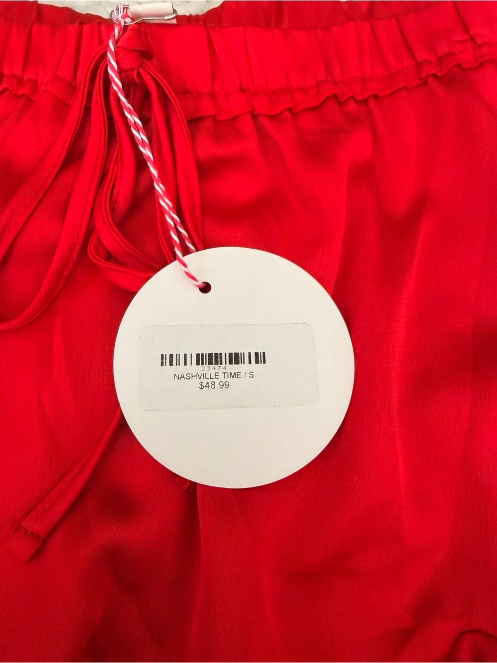 Umgee Red Ruffle Mini Skirt with Drawstring Waist - Picture 2 of 4